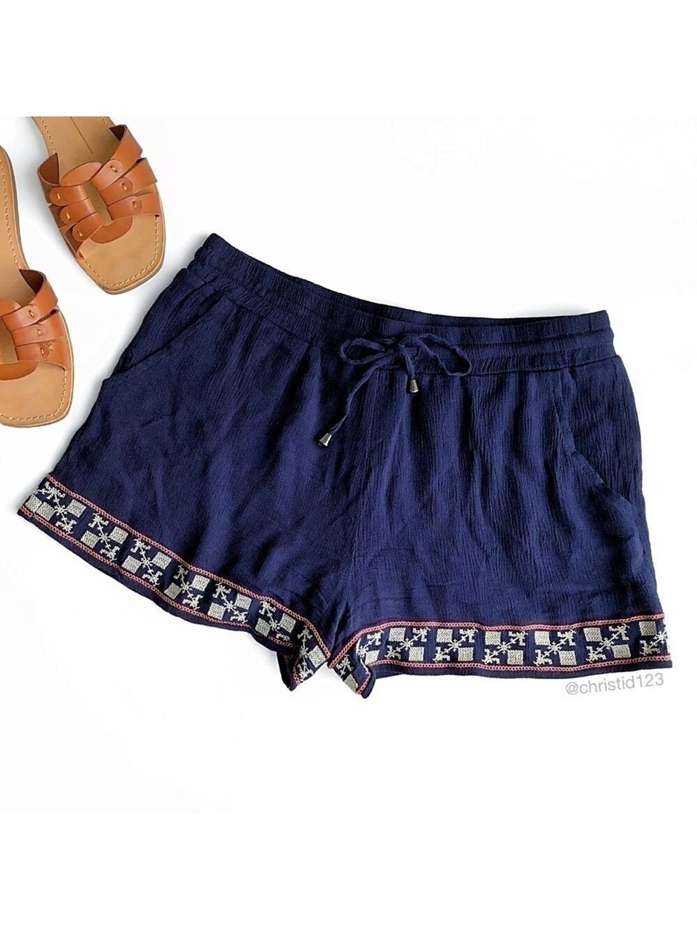 Skies Are Blue Embroidered Trim Shorts